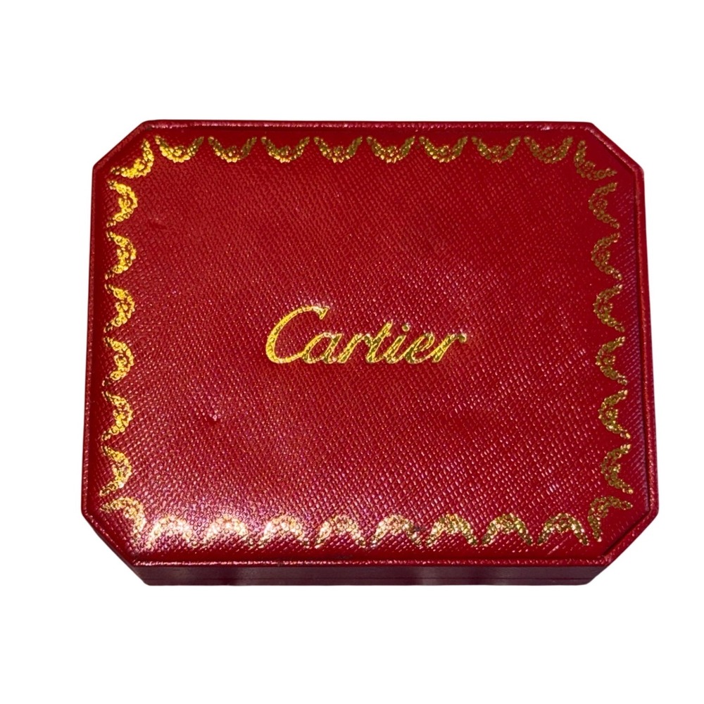 Cartier Red Watch Bracelet Jewelry Box Gold Logo Black Velvet Interior Case